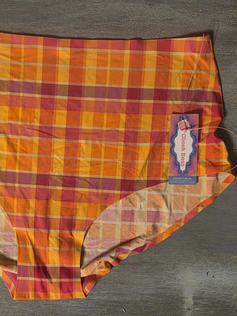 Bright Fall Colors Plaid Cheek Boss Panties Plus Size 2X NWT